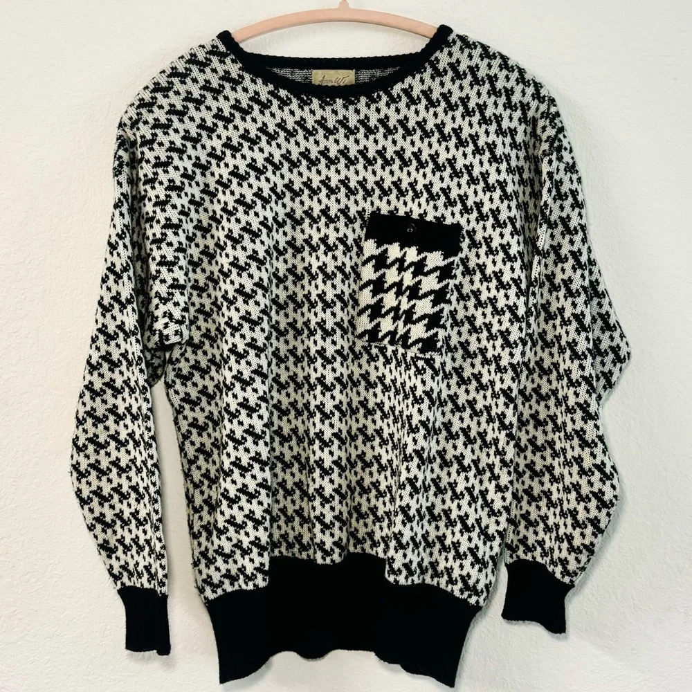 VINTAGE ANN WI HOUNDSTOOTH SWEATER - Picture 2 of 7